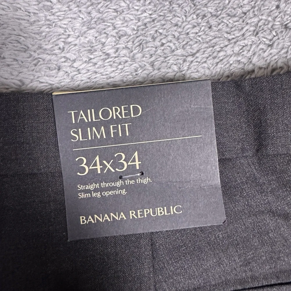 Banana Republic Pants Mens 34x34 100% Wool Charcoal Tailored Slim Fit Trousers